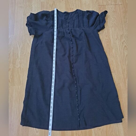 Madewell Pleated Button-Front Shift Dress - size Small in Black - Picture 12 of 15